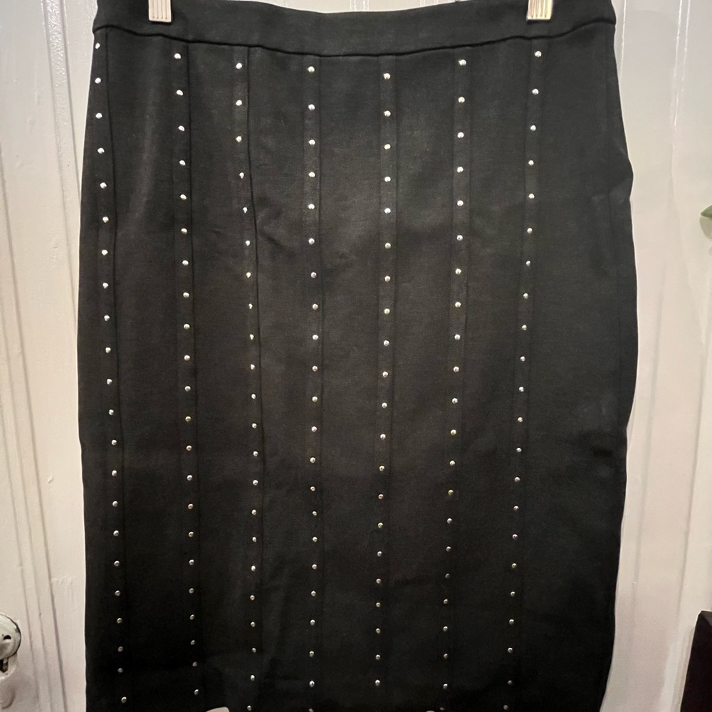 Calvin Klein studded pencil skirt, along with stretchy fabric. Mid-length